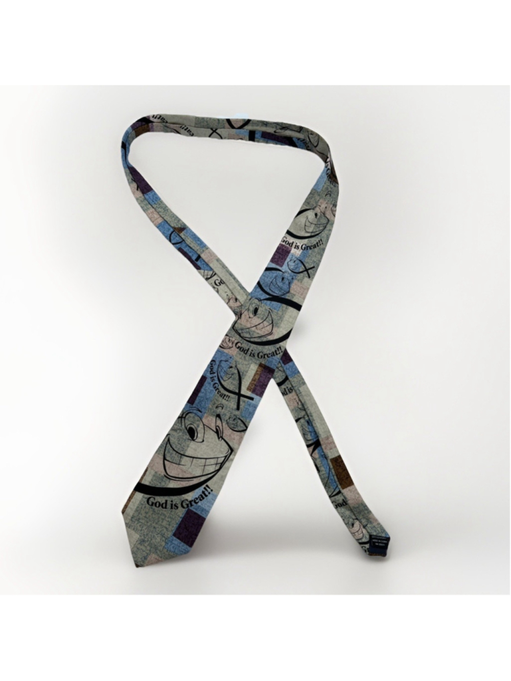 Vintage 90s Abstract Fish Novelty Tie Y2K Art Teacher Grandpa Core